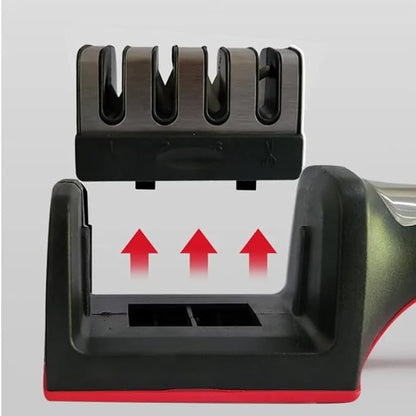 3-in-1 Knife Sharpener With Fruit And Meat Knife Peeler.3-Stage Diamond Coated Knife