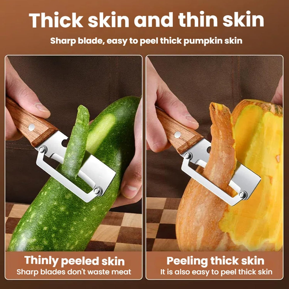 Multi-Functional Vegetable Peeler, 3 in 1 Multi Functional Wooden Handle Peeler For Kitchen || مقشرة خضروات متعددة الوظائف (3 في 1) بمقبض خشبي للمطبخ