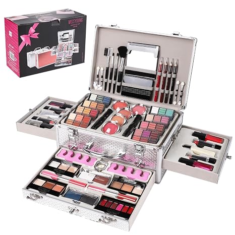 All-in-One Make-up Box Set Multi-purpose Cosmetic Storage Beauty Case Professional Contain Eyeshadow Concealer Lip gloss Blusher Compact Powder Eyebrow and Makeup Pencil Brush #1